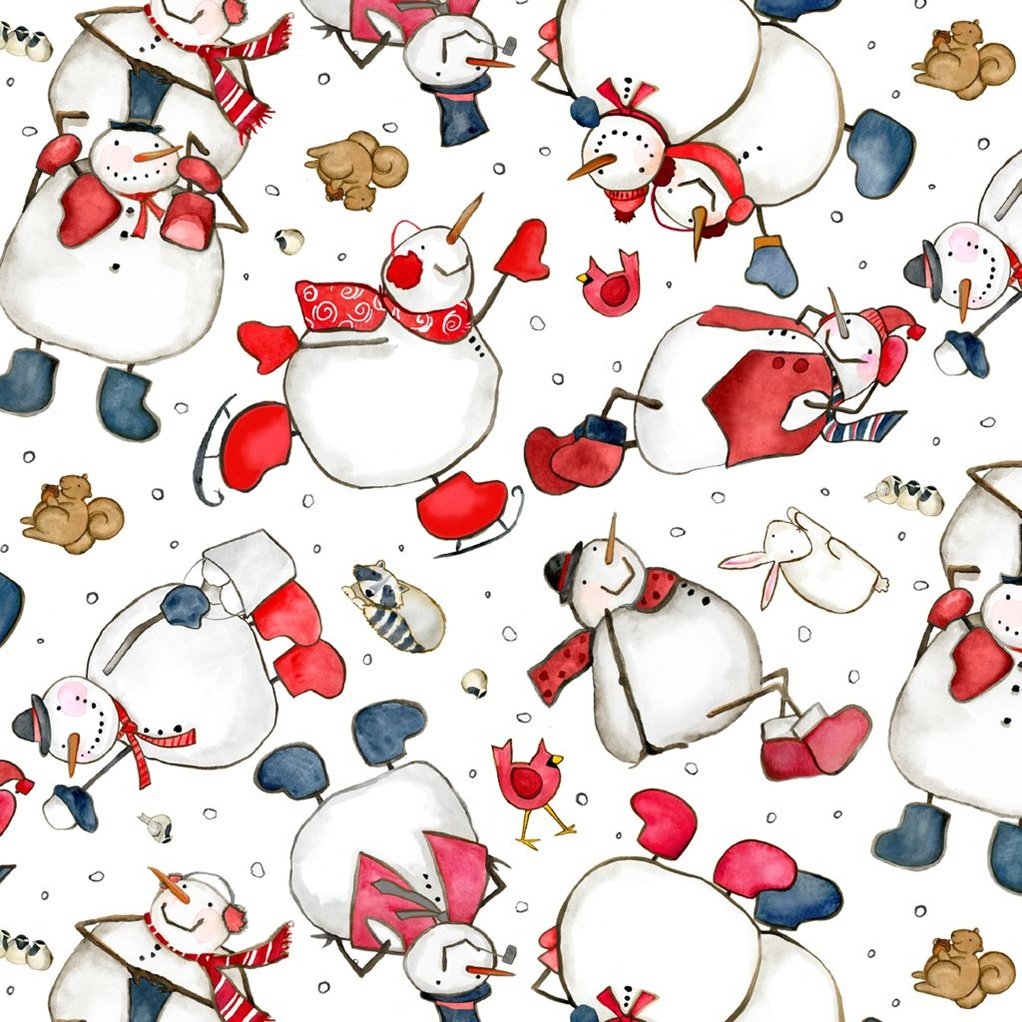 Cute Snowman Fabric 2700-08 Tossed Snowmen Christmas