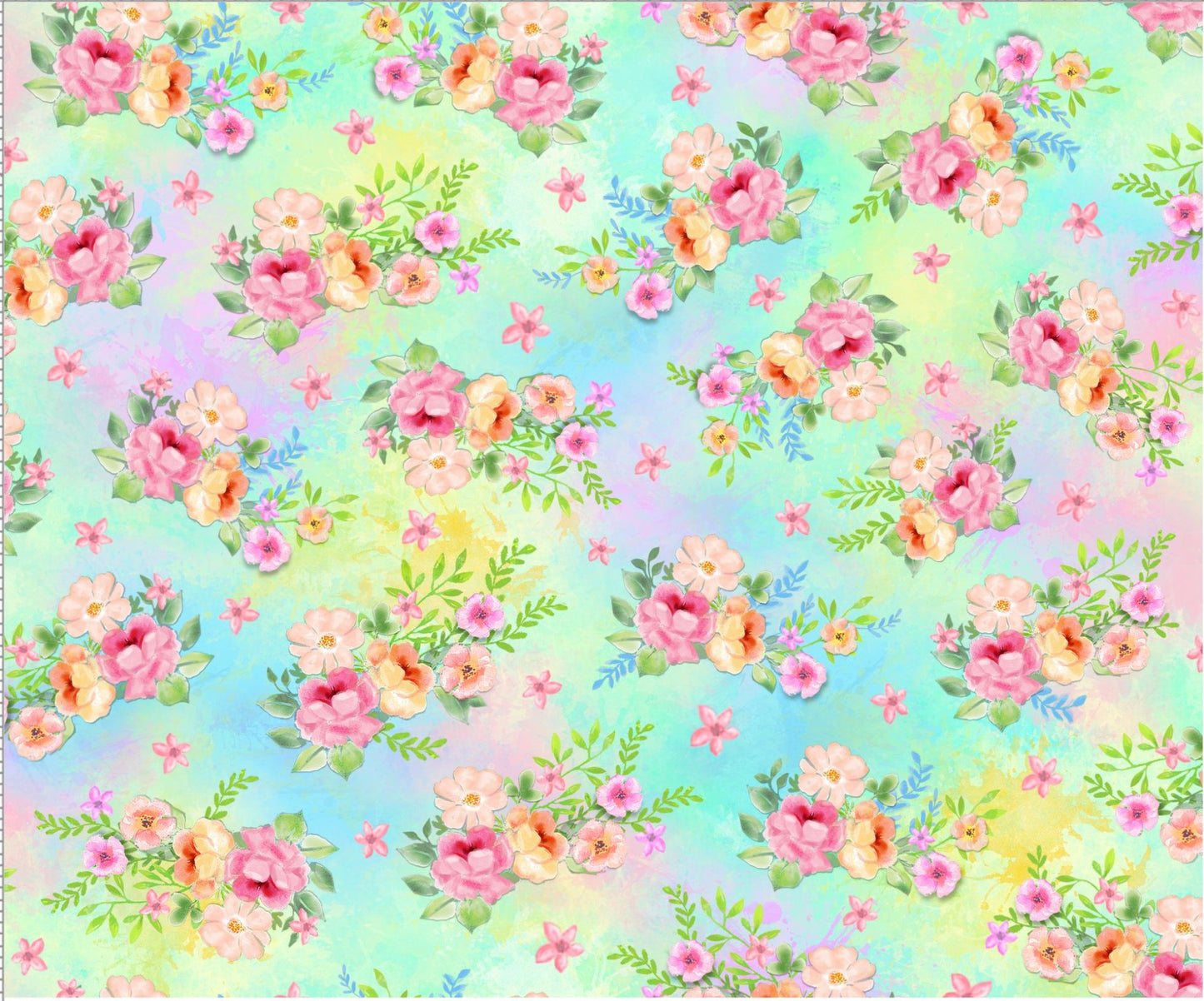 Blue & Pink Floral fabric 59-5721 Unicorn Flower Fabric Wee Ones