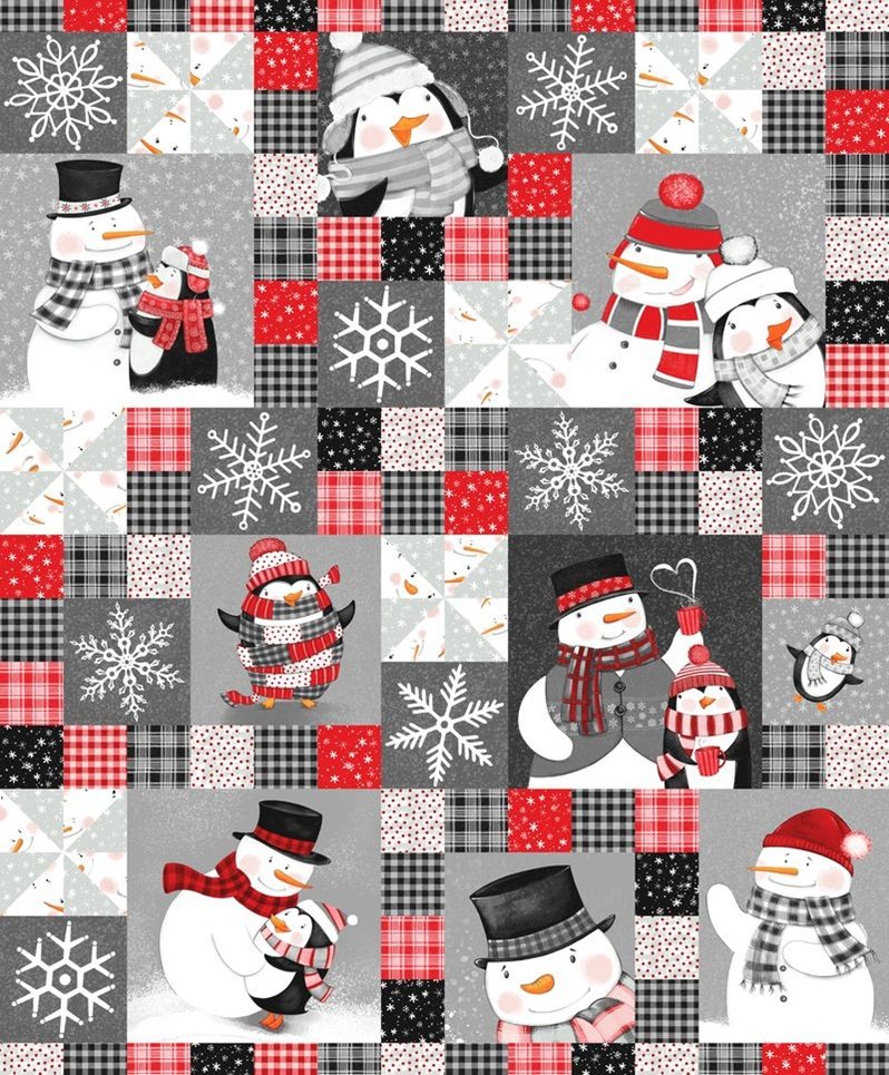 Snowman FLANNEL 9328F-95 Snowmen FLANNEL Grey Cheater Quilt