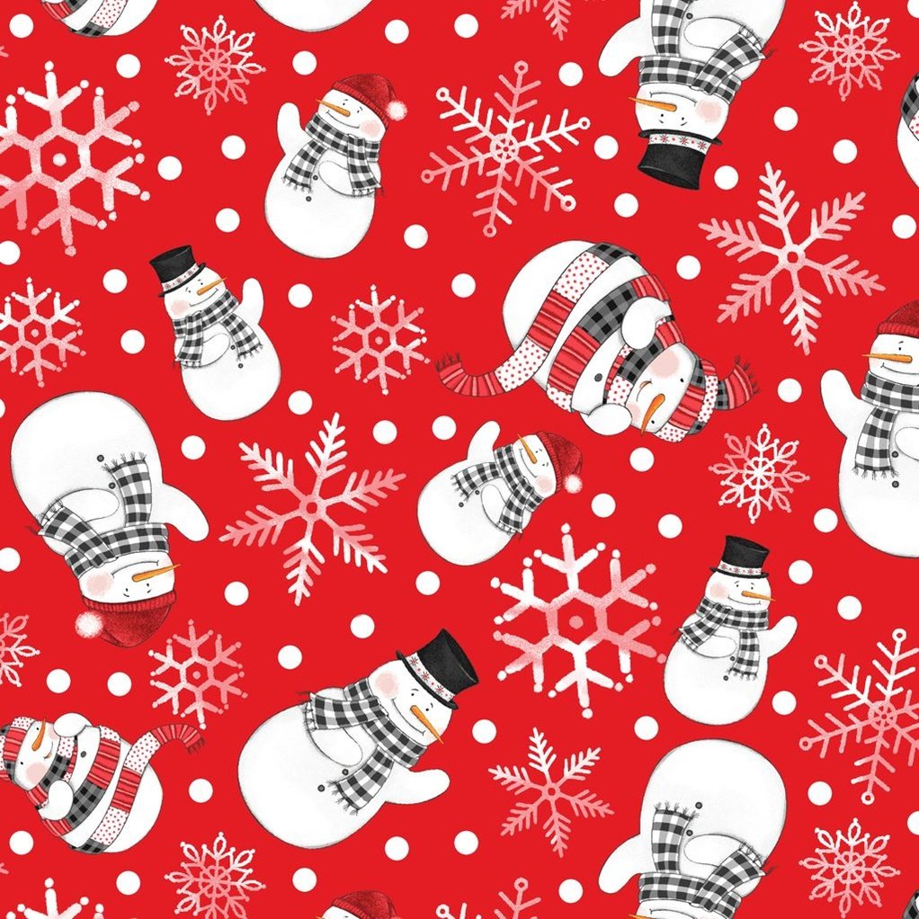 Snowman FLANNEL 9330F-85 Red Snowmen FLANNEL