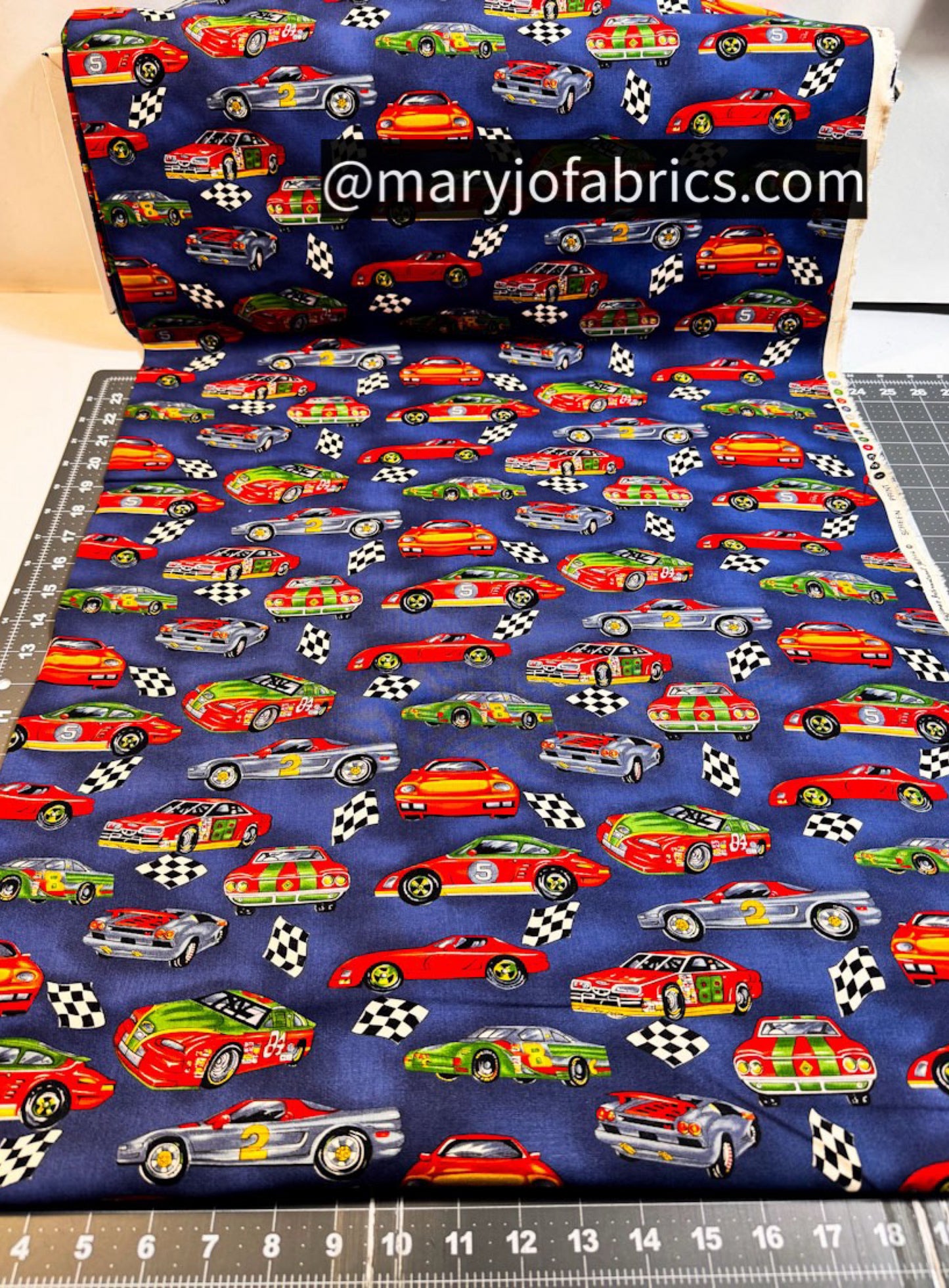 Race Car Fabric Checkered Flag Cotton Racing