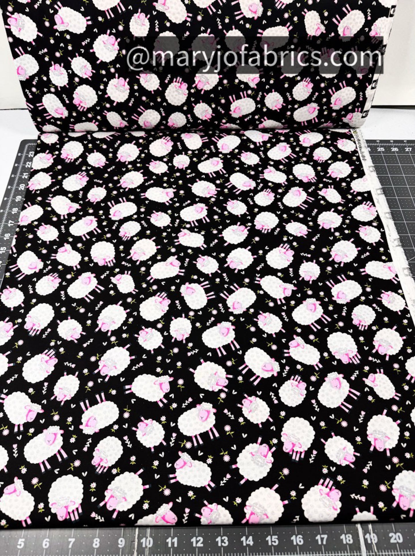 Cute White Lamb Fabric 49707 Pink Face Lambs