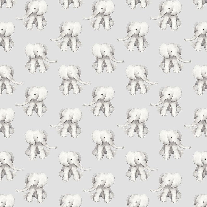 Elephant Fabric DNS3662 Grey Baby Elephant Cotton Fabric