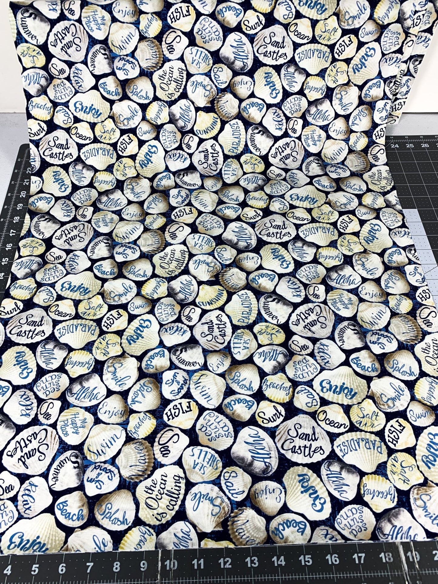 Beach Seashells Fabric C8287 Beach Swim Sea - Mary Jo Fabrics