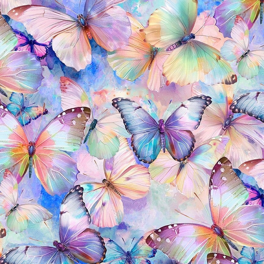Beautiful Pink Butterfly Cotton Fabric CD3777 Packed Butterflies - Mary Jo Fabrics