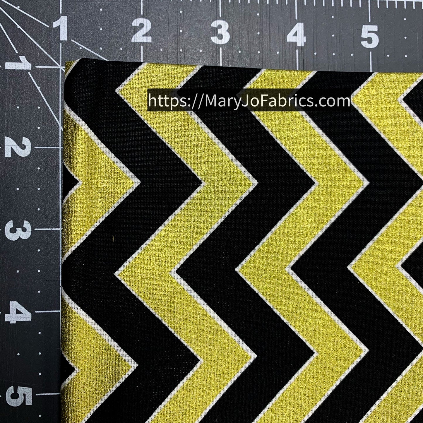 Black & Gold Metallic Chevron Fabric 2141104 New Orleans - Mary Jo Fabrics