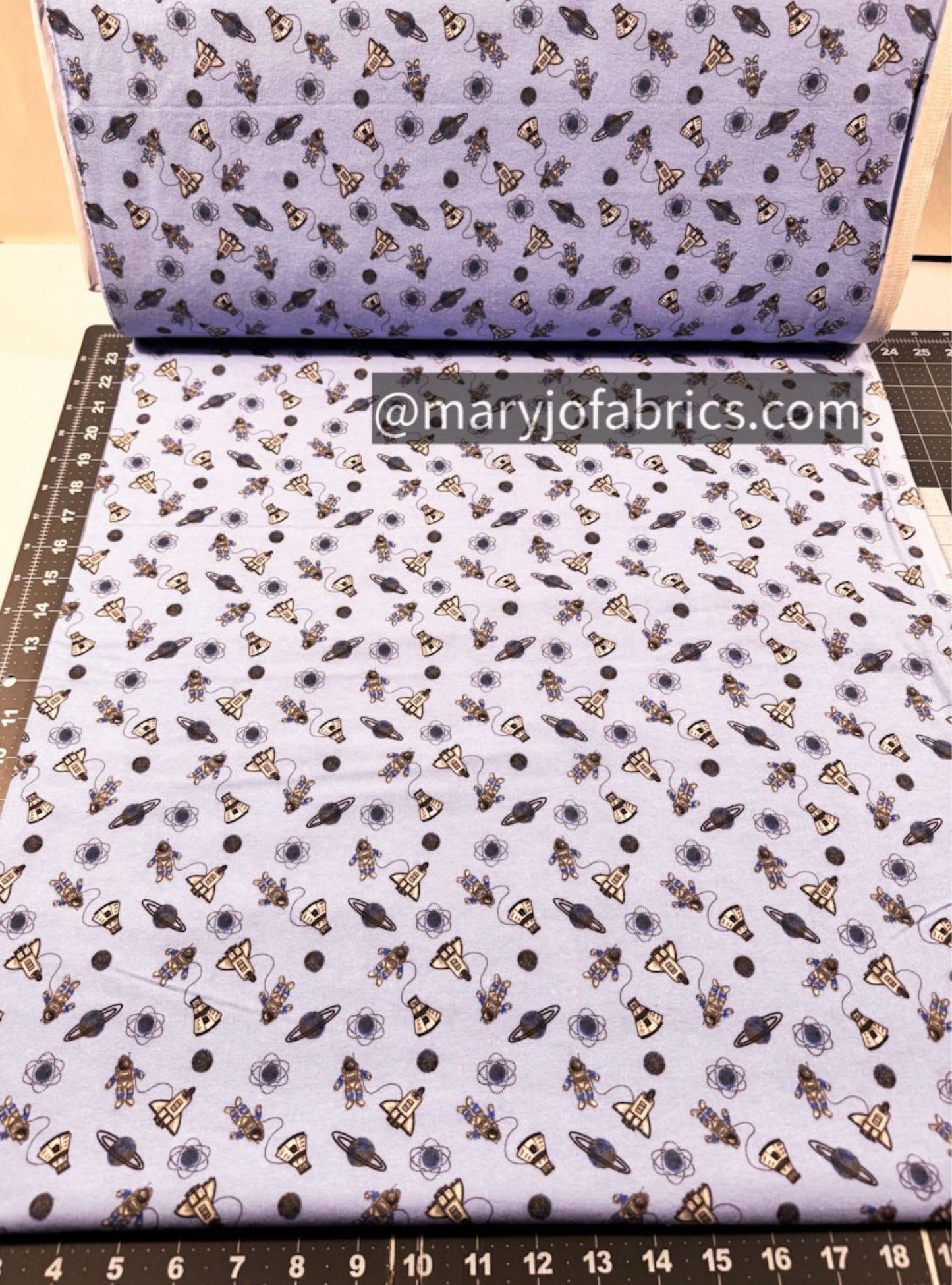 Blue Astronauts Cotton Flannel 1047 - 11 Space Shuttle - Mary Jo Fabrics