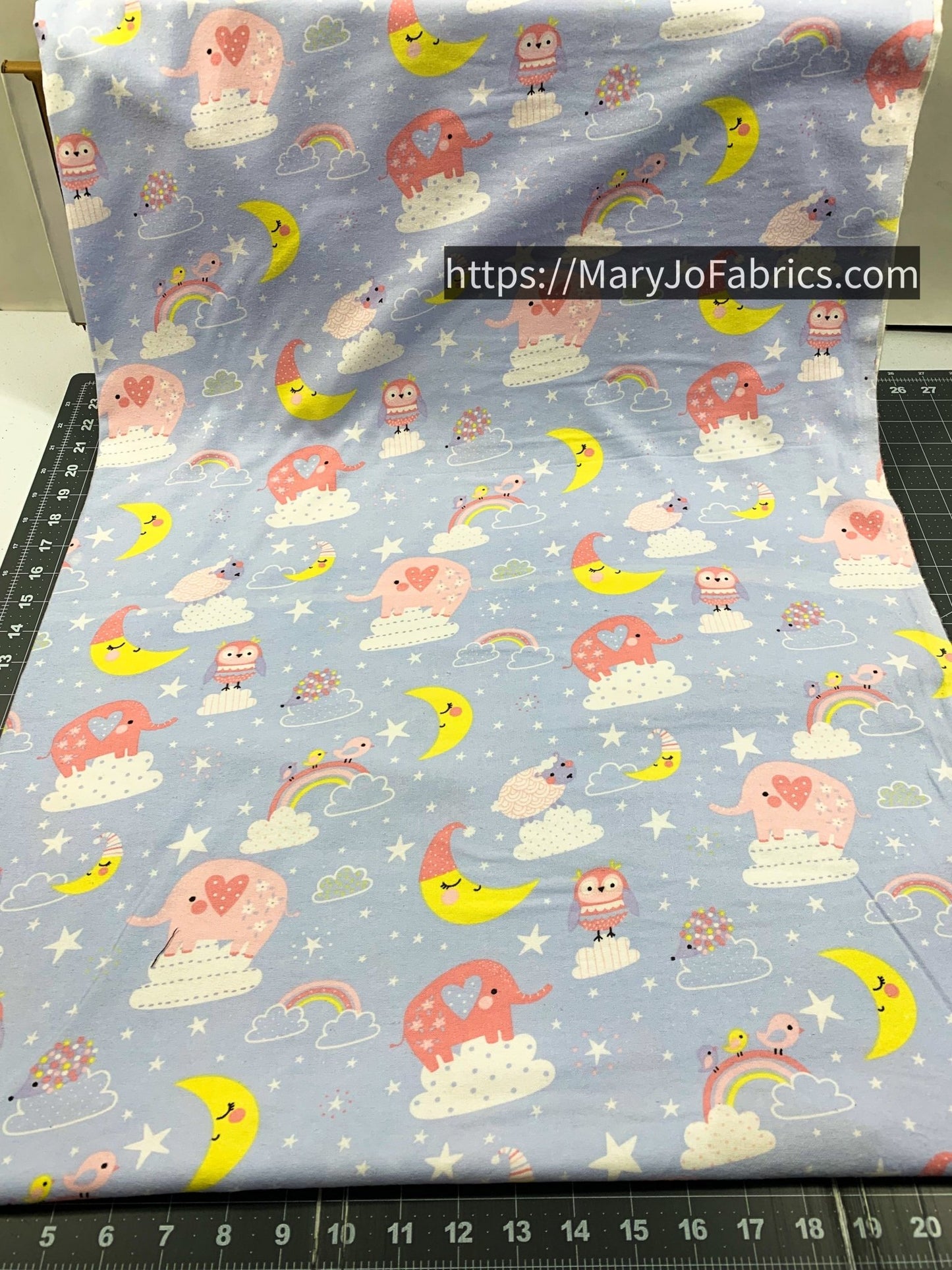 Blue Elephant FLANNEL 44 - 7481 Moon Cloud - Mary Jo Fabrics