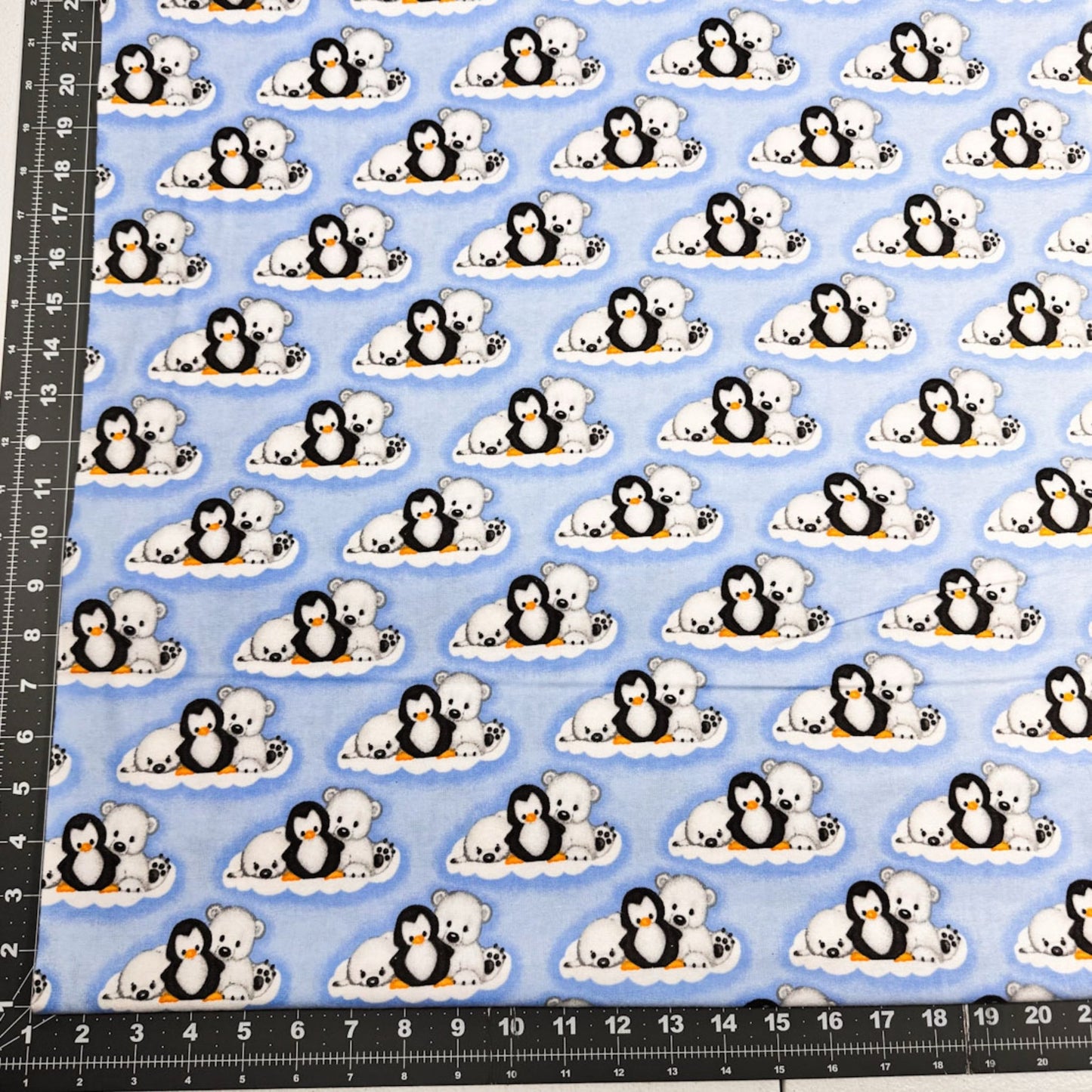 Blue Penguin FLANNEL N1055 Polar Bears Seals and Penguins - Mary Jo Fabrics