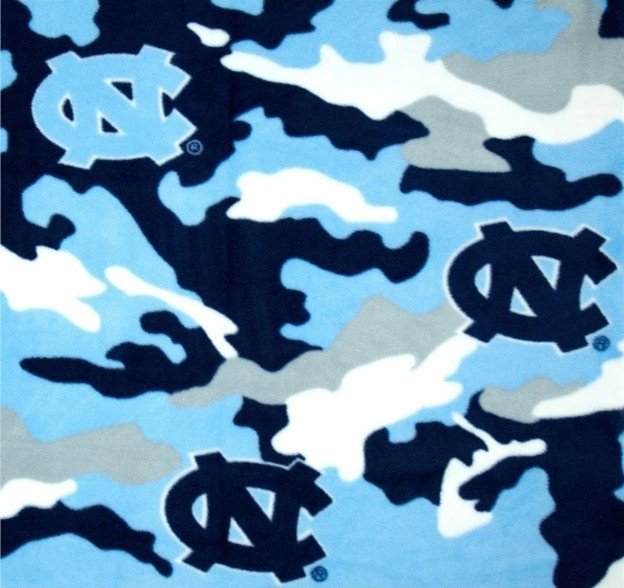 Blue UNC Carolina FLEECE Fabric NC820 Blue Camo FLEECE - Mary Jo Fabrics