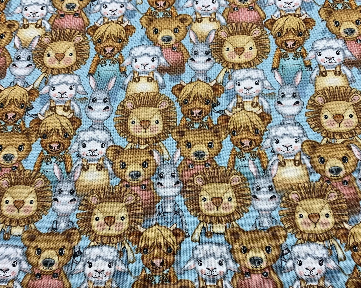 Boho Buddies 1716 lion cow sheep nursery fabric - Mary Jo Fabrics