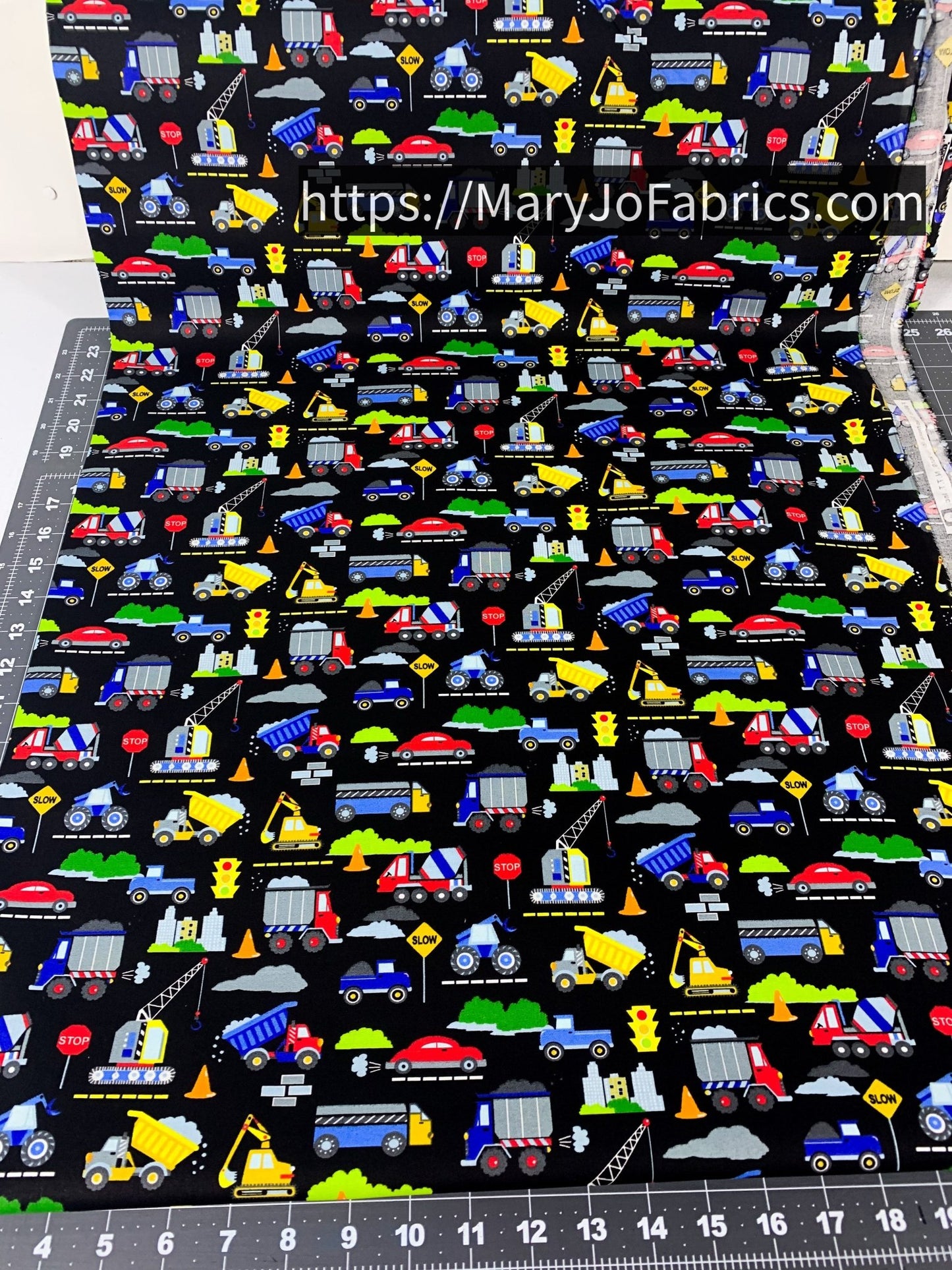 Bulldozer fabric Construction Zone Fabric - Mary Jo Fabrics