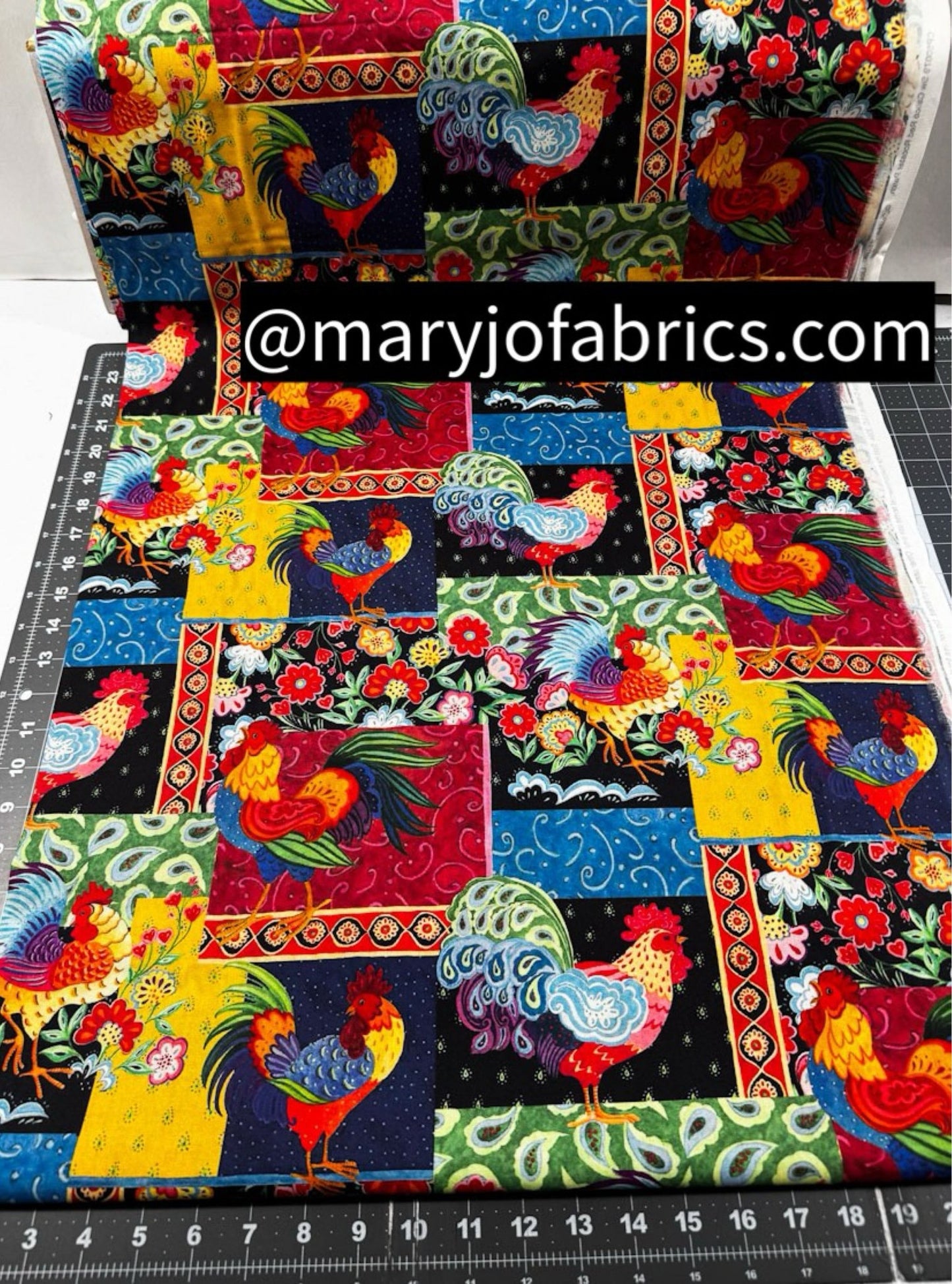 Calico Red Rooster Cotton Fabric CP60079 Chickens - Mary Jo Fabrics