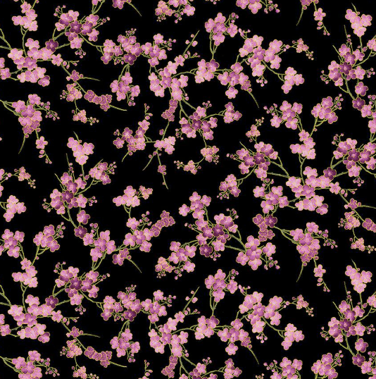Cherry Blossom Cotton Fabric CM3165 Black - Mary Jo Fabrics