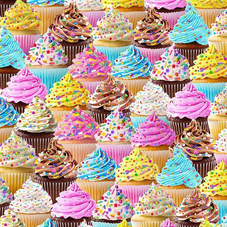 Cute Cupcake Fabric CD3781 Party Food - Mary Jo Fabrics