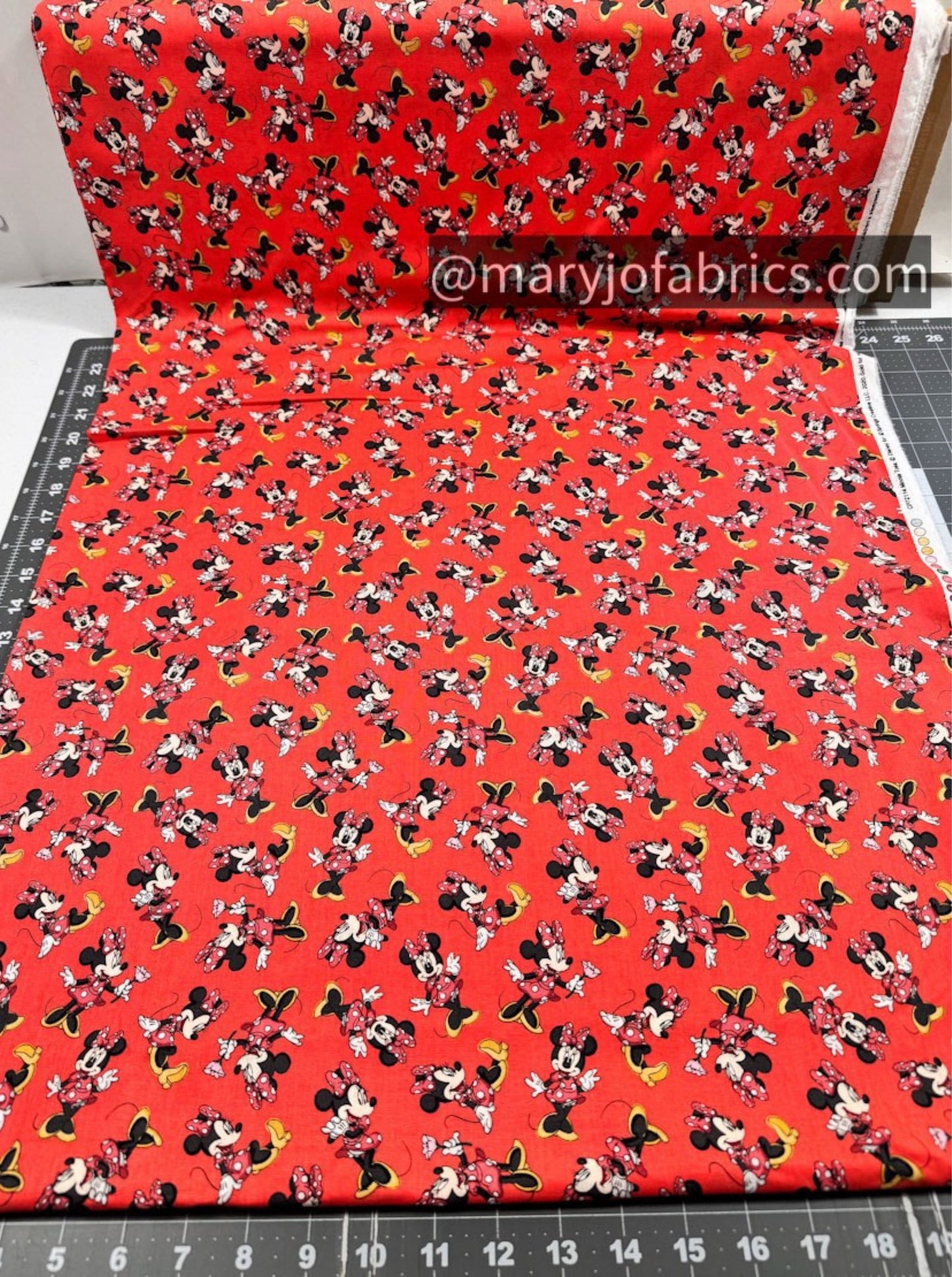 Cute Minnie Mouse fabric CP72114 Disney Coral Red - Mary Jo Fabrics