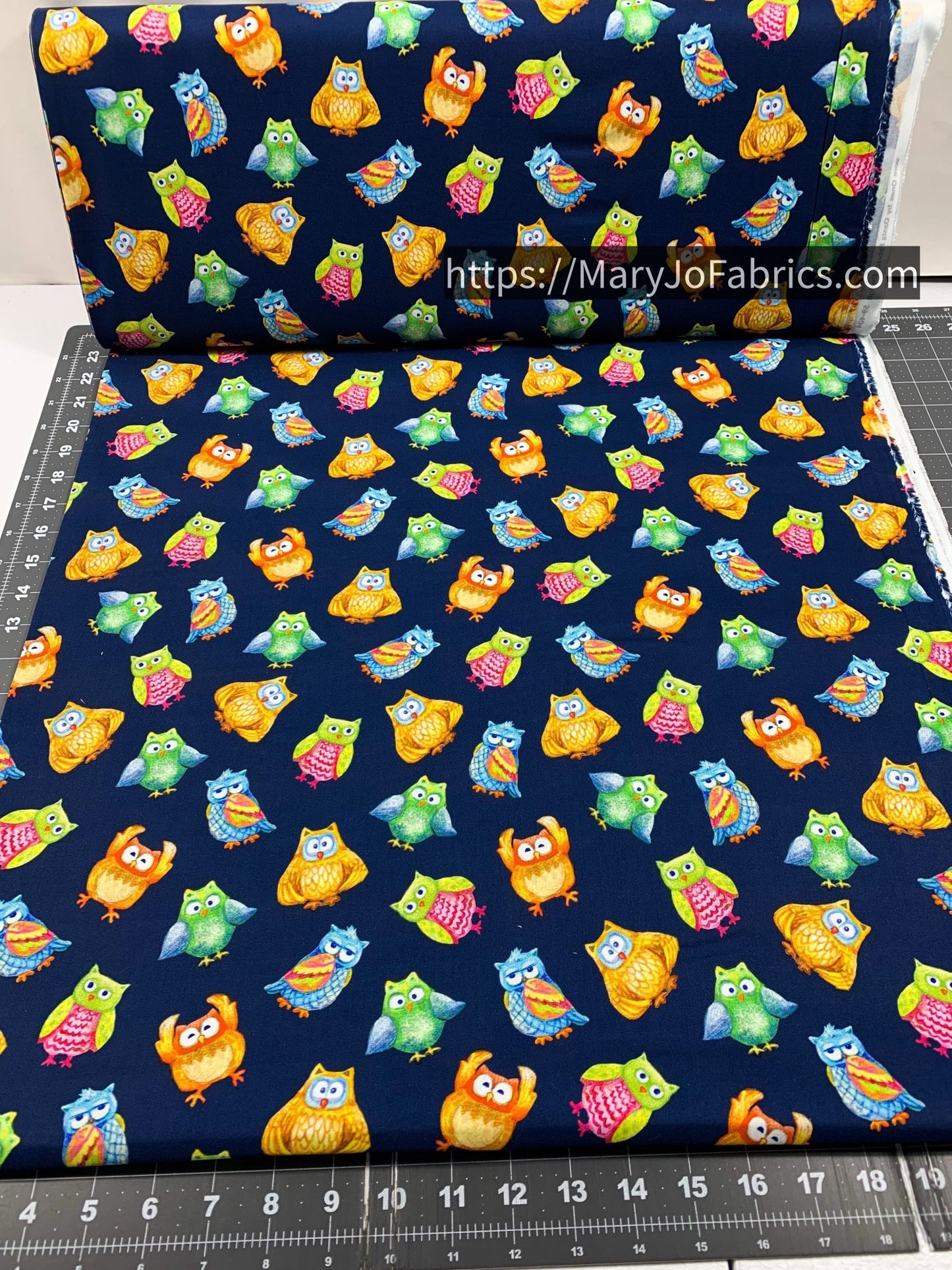 Cute Owl Fabric 59 - 4041 Navy Owl Jungle Party - Mary Jo Fabrics