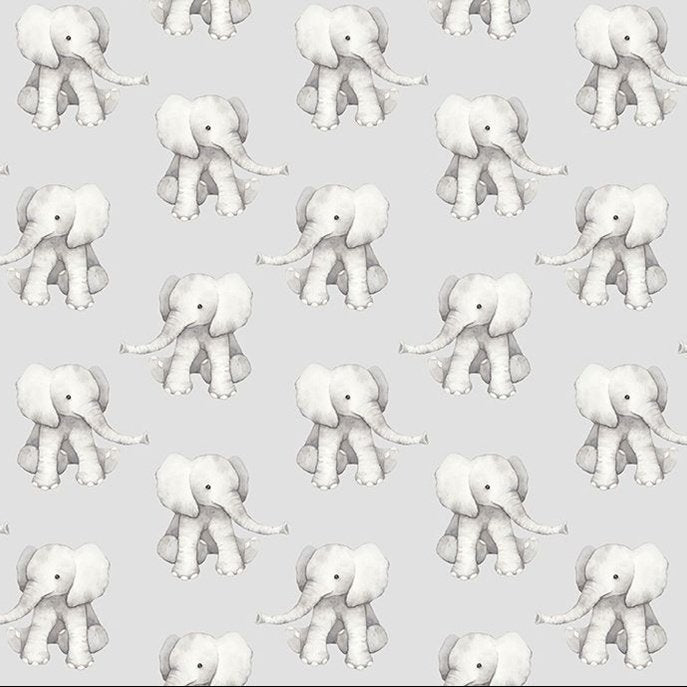 Elephant Fabric DNS3662 Grey Baby Elephant Cotton Fabric - Mary Jo Fabrics