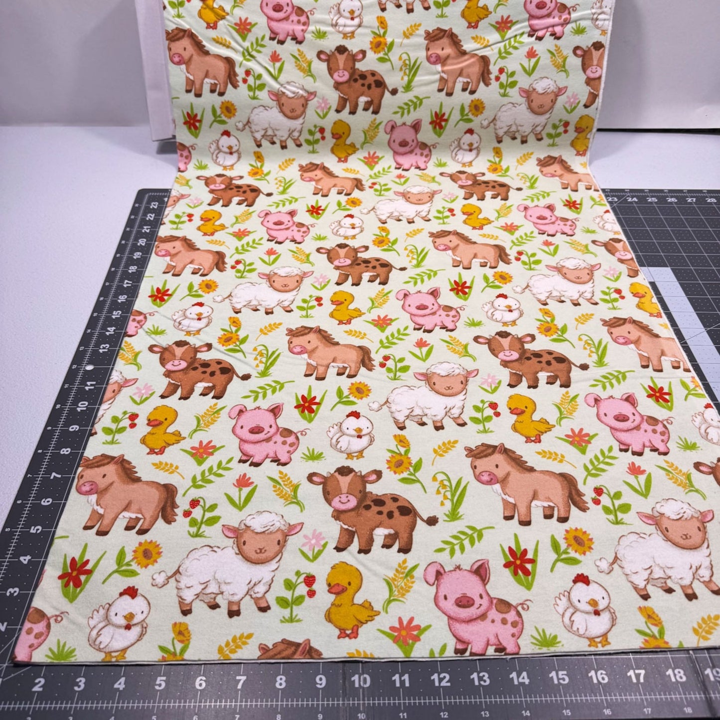 Farm Babies Grazing FLANNEL horse cow fabric - Mary Jo Fabrics