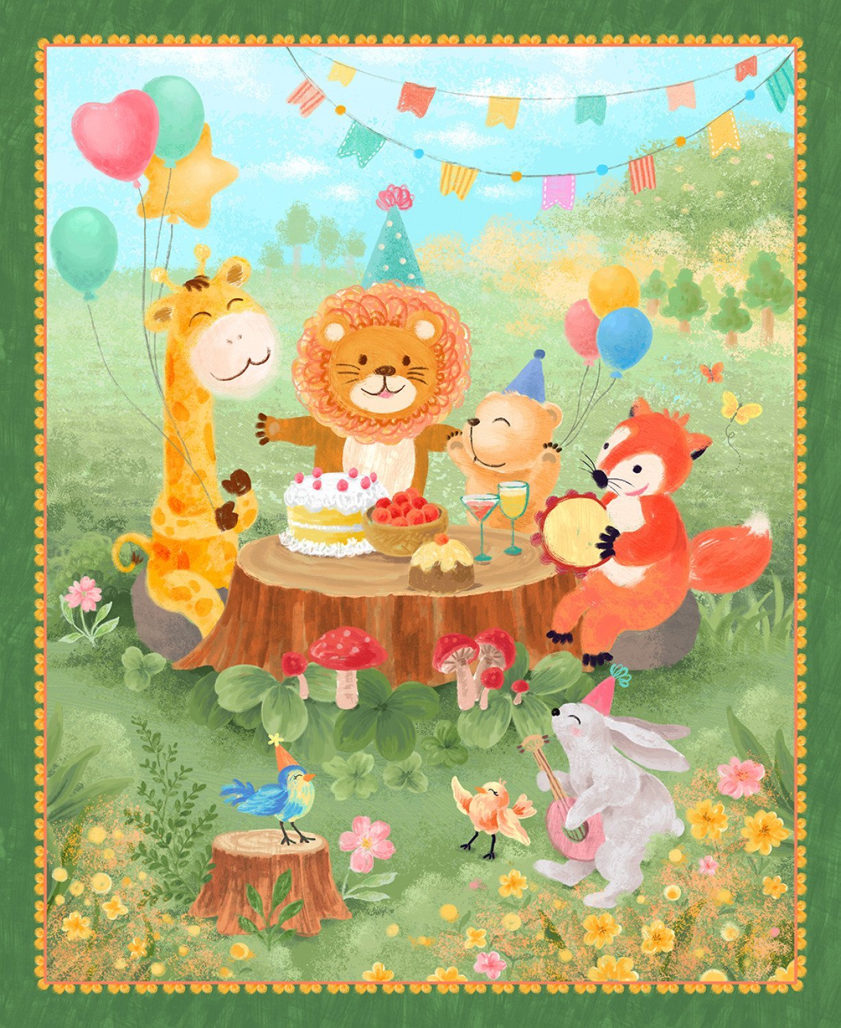 Forest Animal Party Panel 59 - 8511 Wee Ones - Mary Jo Fabrics