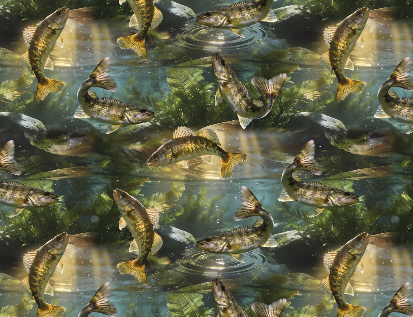 Freshwater Fish fabric DX-9208-6C Walleye Fish cotton fabric - Mary Jo Fabrics