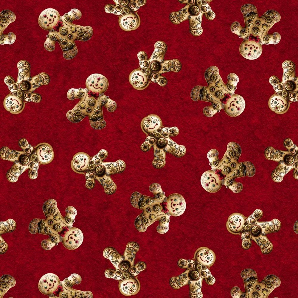 Gingerbread Man 4827-88 Steampunk Christmas cotton fabric - Mary Jo Fabrics