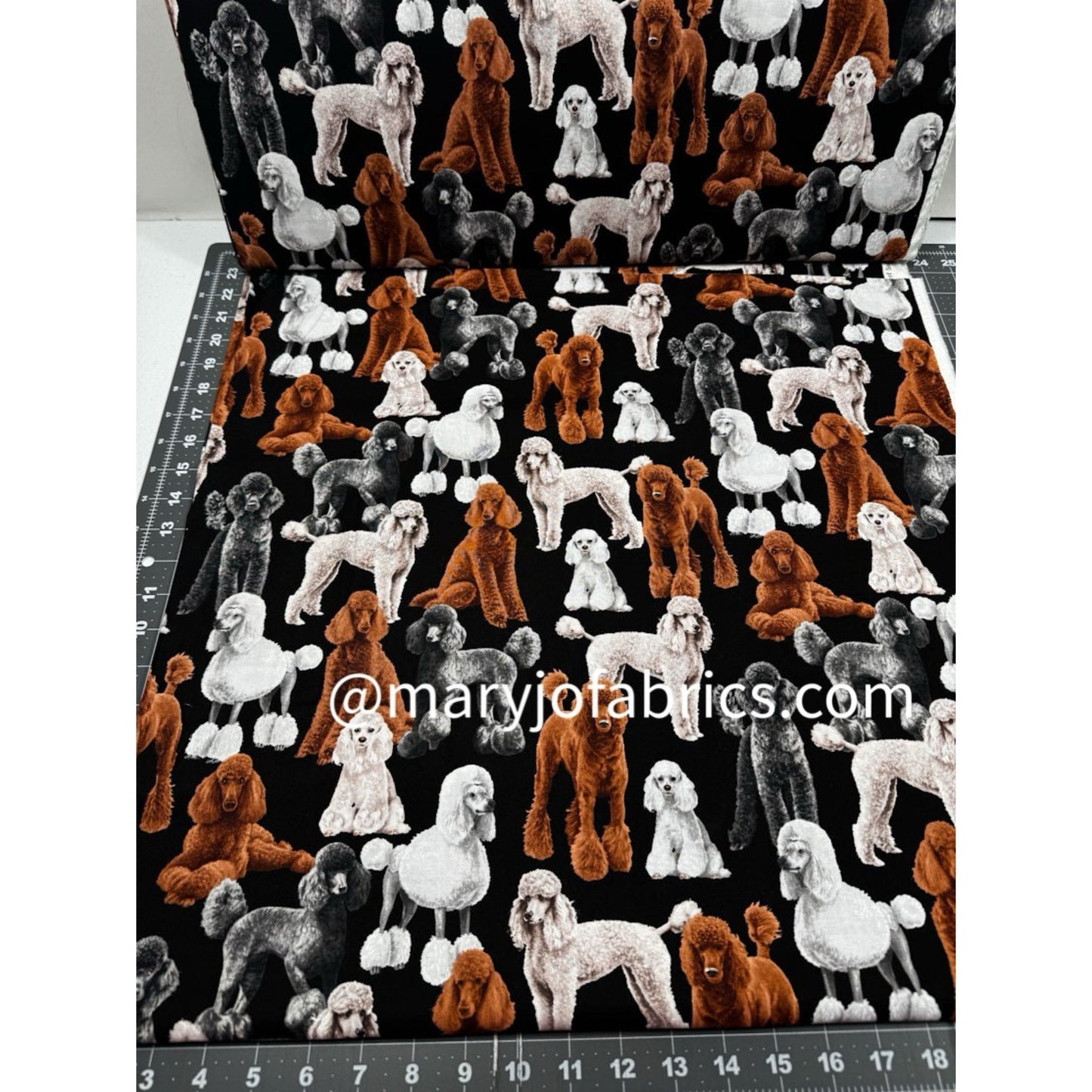 Gray Black White Poodle Dog Fabric Cotton C7527 - Mary Jo Fabrics