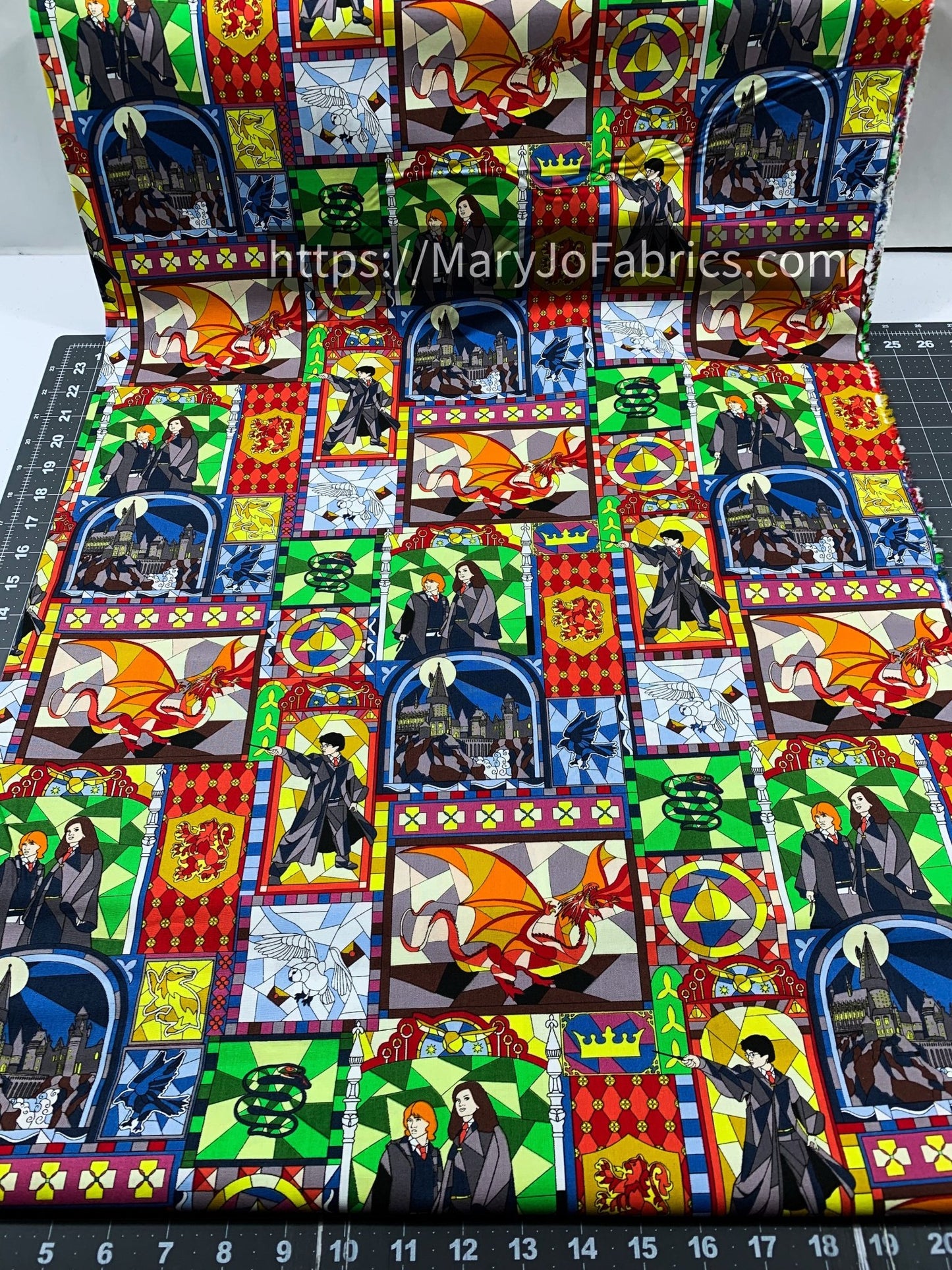 Harry Potter Fabric 16028540 Stained Glass Dragon - Mary Jo Fabrics
