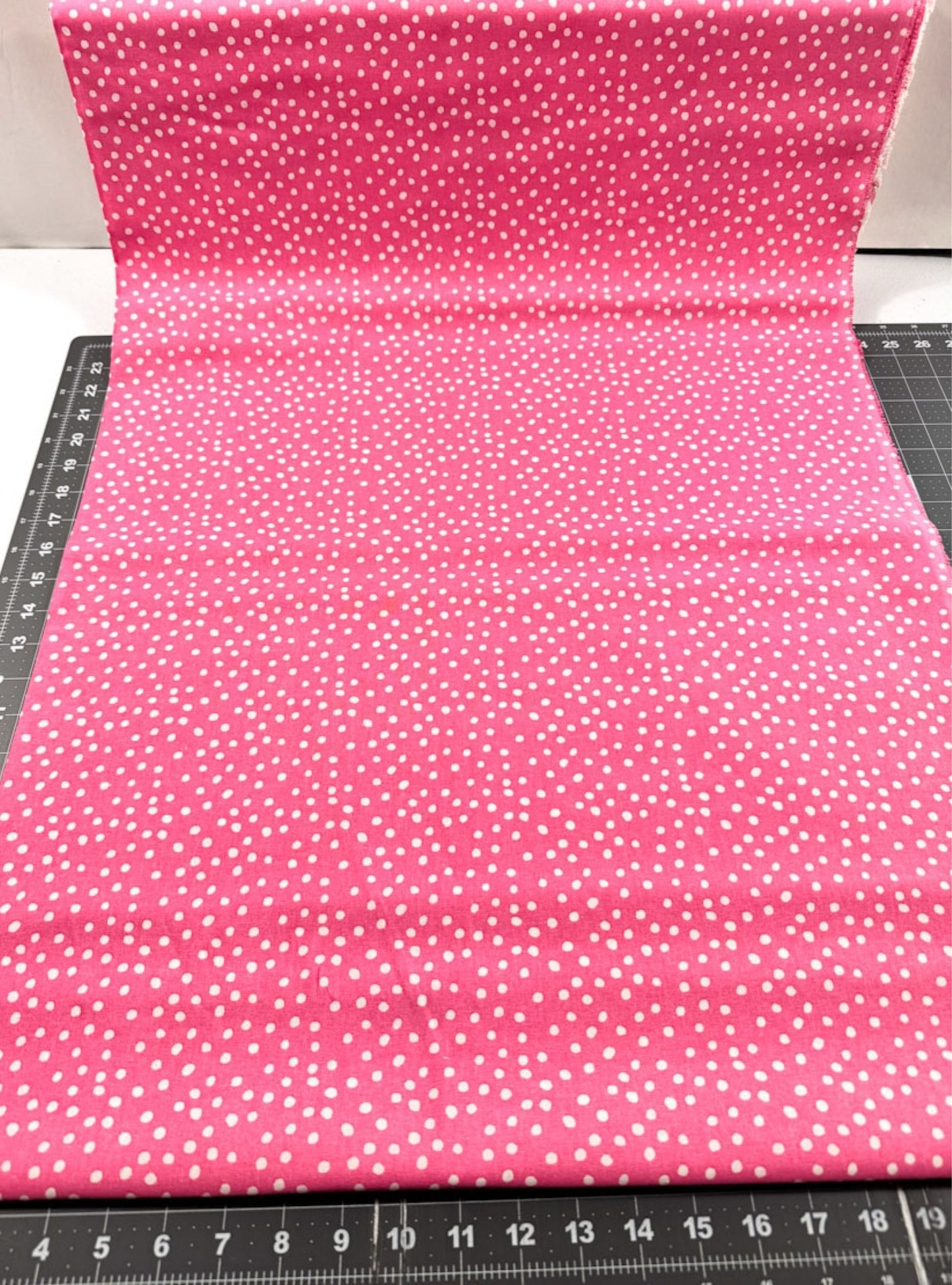 Irregular White Polka Dots Cotton fabric 29078B Rose Pink - Mary Jo Fabrics