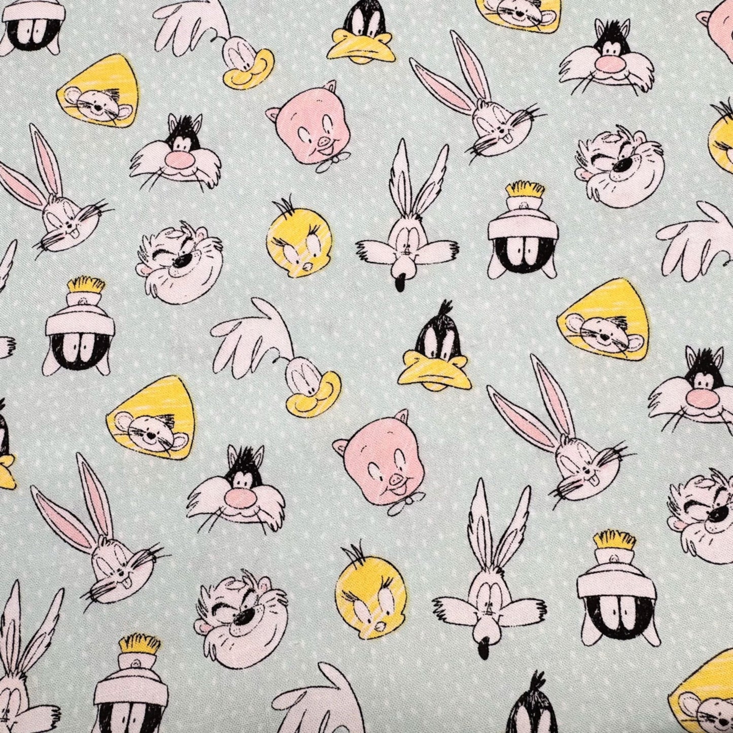 Looney Tunes Fabric 23600125 Mint Green Bugs Tweety - Mary Jo Fabrics