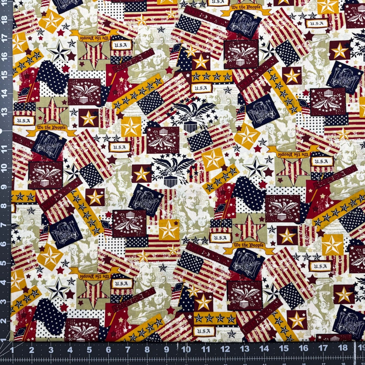 Made in USA Fabric 48484 American Flag and Eagle - Mary Jo Fabrics