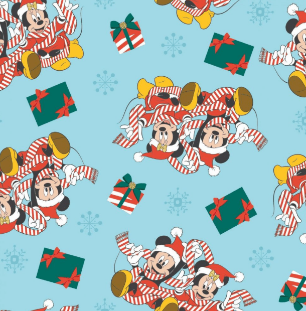 Minnie and Mickey Christmas fabric CP77334 Santa Mickey with presents - Mary Jo Fabrics