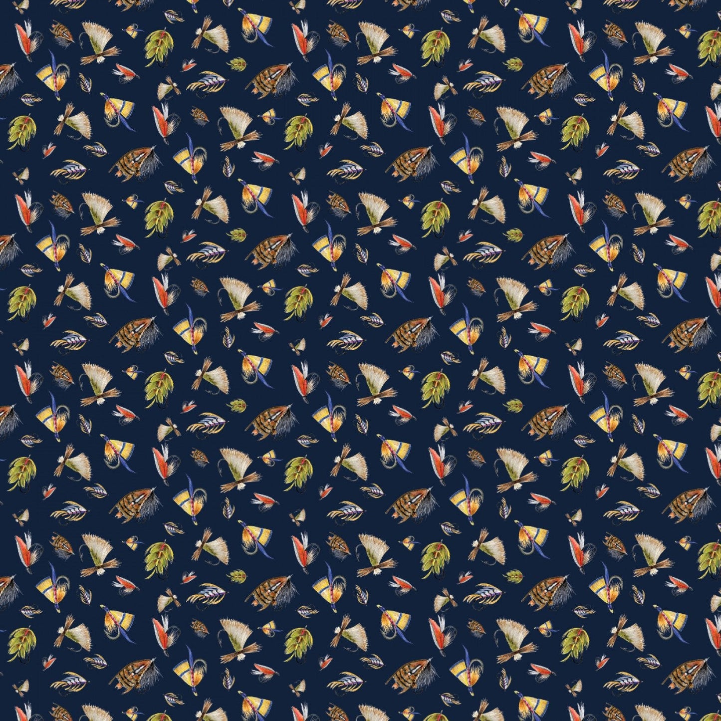 Navy Fishing Lure fabric 55240403 Fishful Thinking - Mary Jo Fabrics