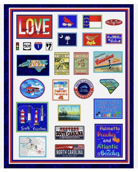 North Carolina Quilt Panel 12888 Carolina fabric - Mary Jo Fabrics