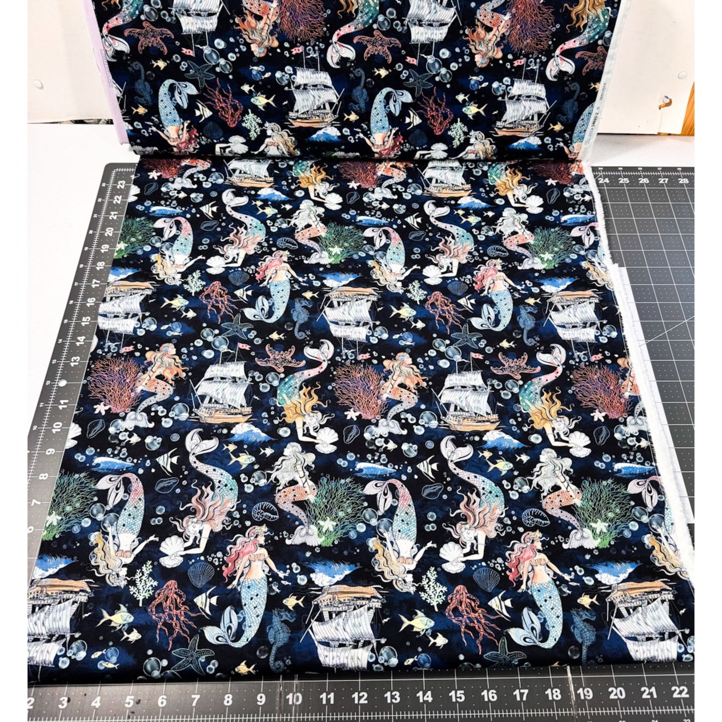 Ocean Song Mermaid Fabric 54693 - 2 Deep Sea A Mermaid's Tale - Mary Jo Fabrics