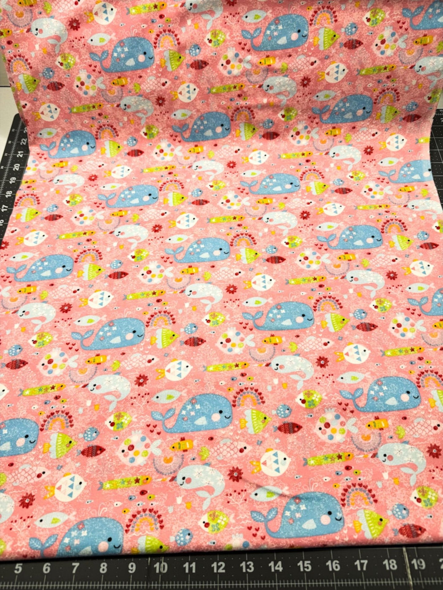 Pink Rainbow Fish FLANNEL 44 - 7441 Ocean Cotton Flannel - Mary Jo Fabrics