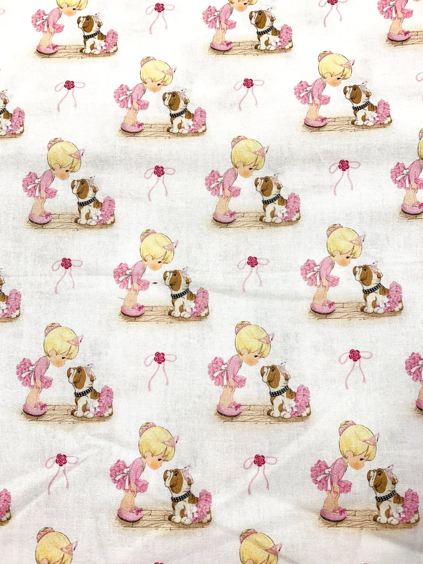 Puppy and Ballerina fabric CP70777 Precious Moments - Mary Jo Fabrics