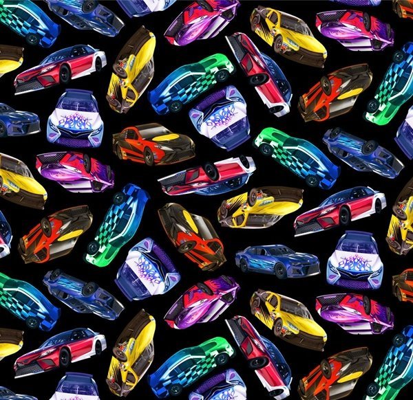 Race Car Fabric CD4012 Black Racing - Mary Jo Fabrics