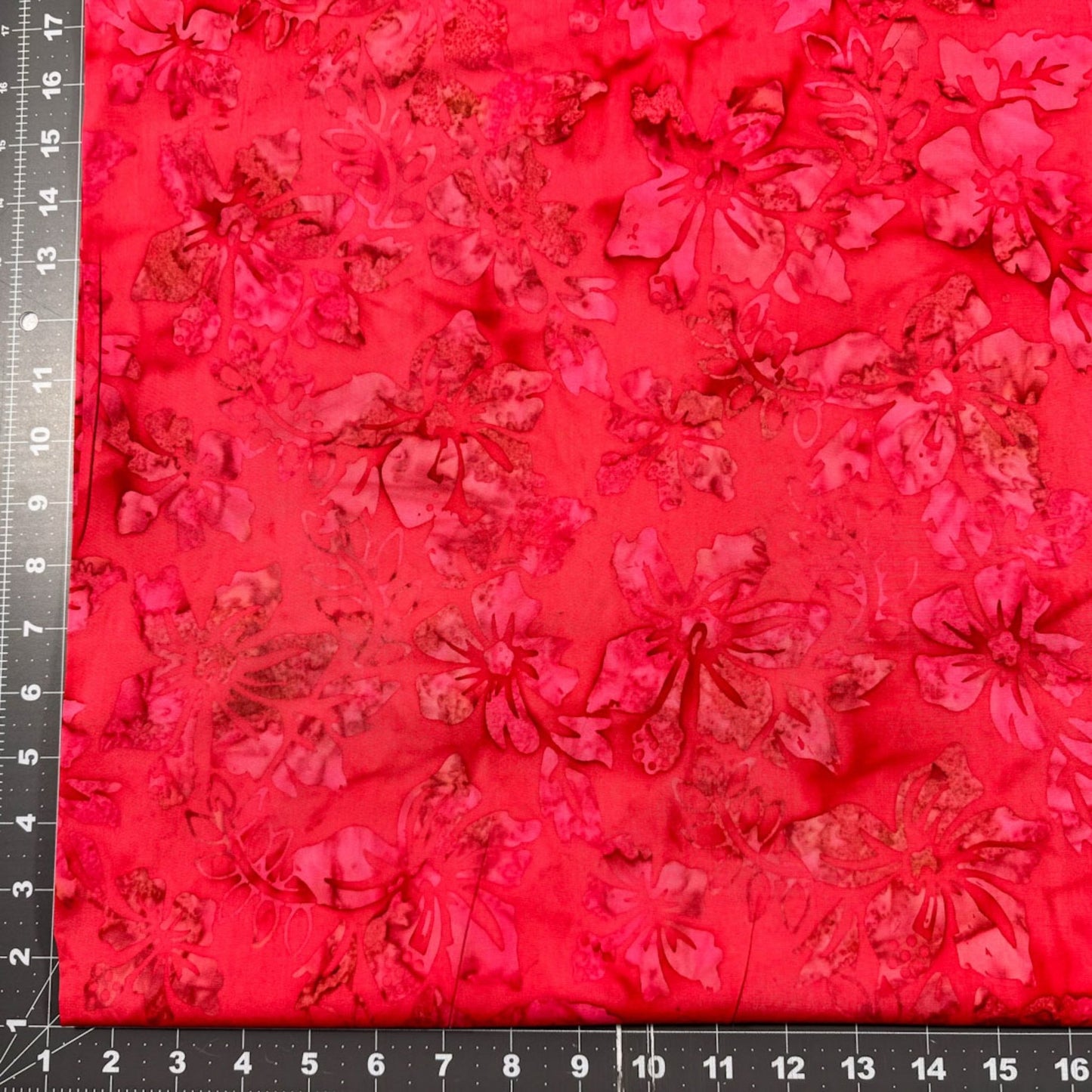 Red Hibiscus Floral Fabric 1862 - 1508 Floral Quilting Batik - Mary Jo Fabrics