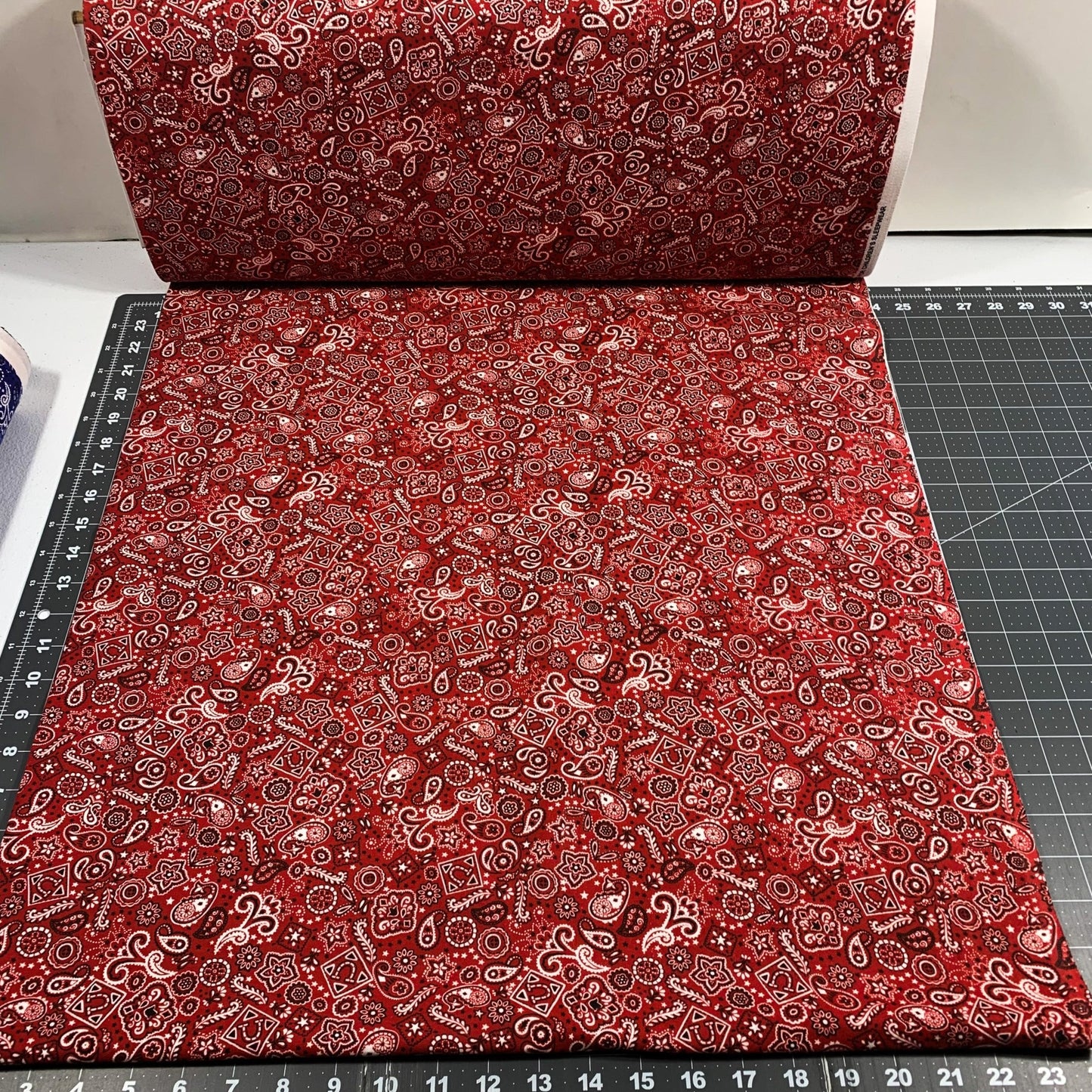 Red Paisley Bandana FLANNEL 44 - 6402 Red FLANNEL - Mary Jo Fabrics