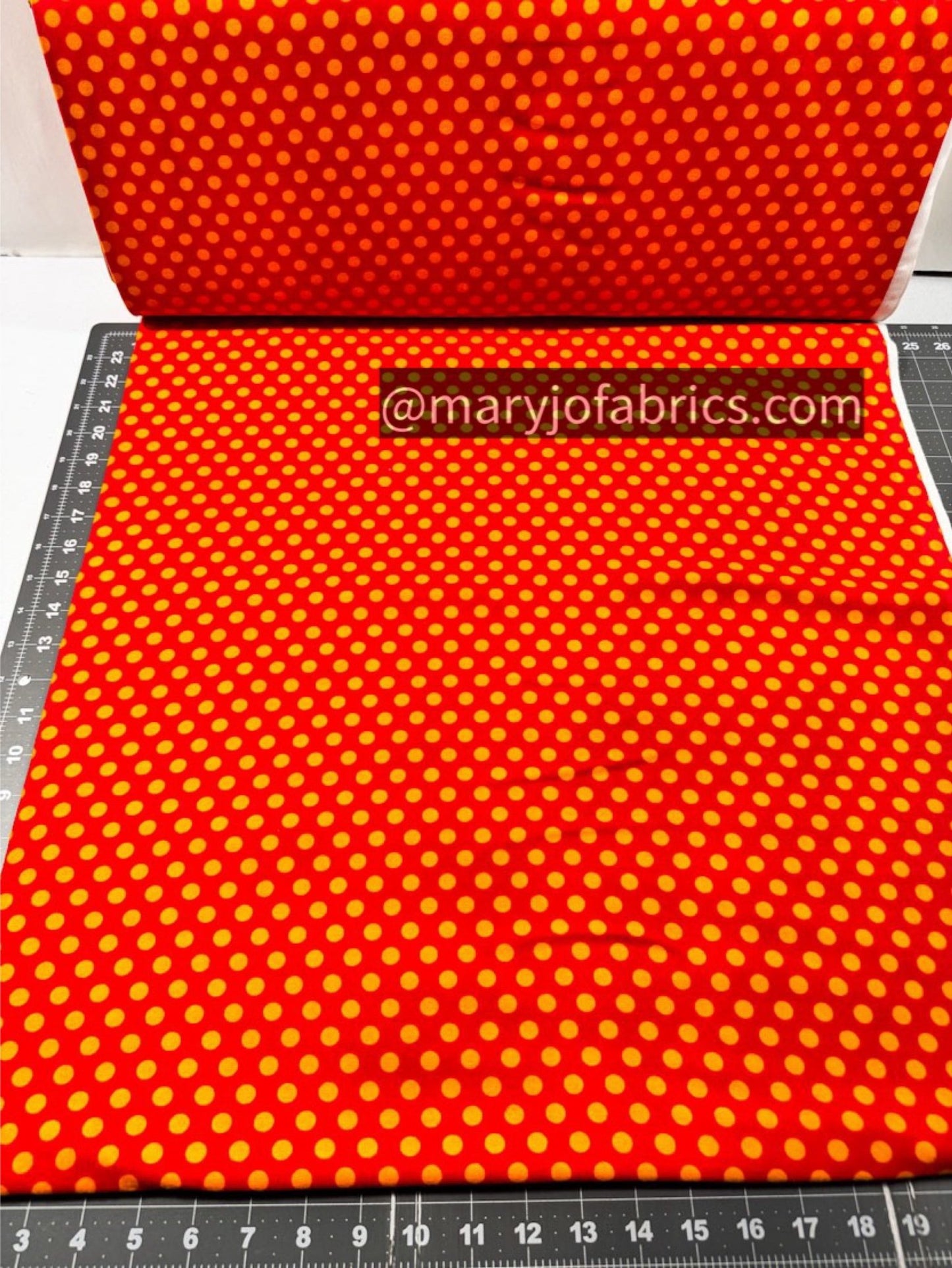 Red with Orange Polka Dot FLANNEL 44 - 6353 Fun Flannel - Mary Jo Fabrics