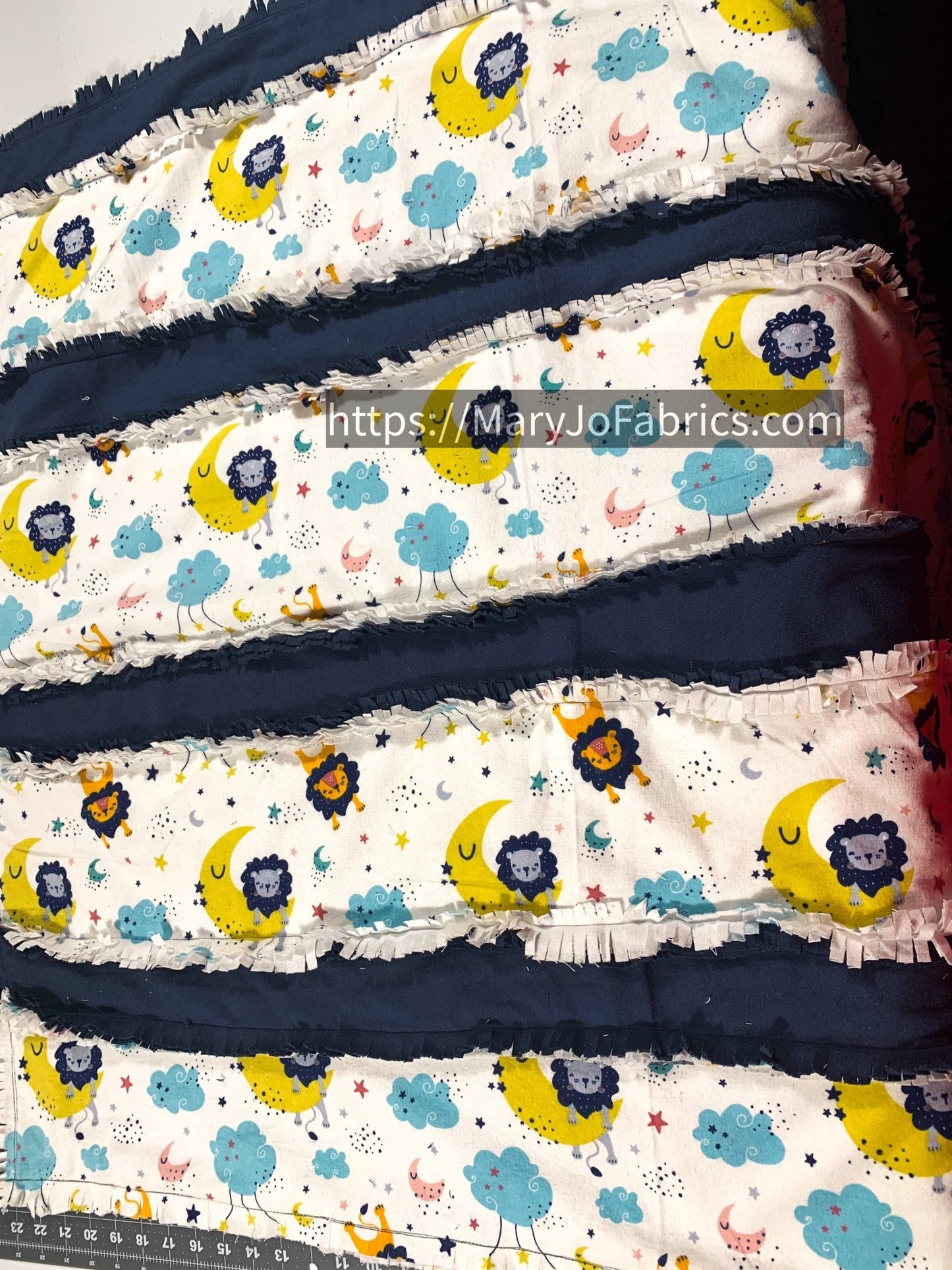 Sleepy Lion Flannel Baby Blanket 36"x41" Finished - Mary Jo Fabrics