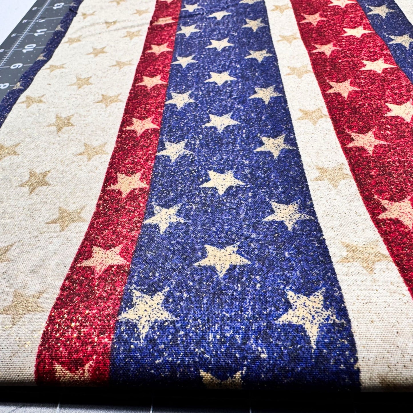 Stars on Stripes Fabric 1358076 Patriotic Gold Glitter - Mary Jo Fabrics