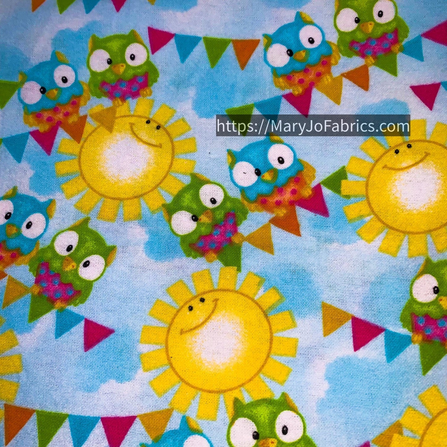 Sun and Owl FLANNEL 1040 - 11 Cute Baby Owl Flannel - Mary Jo Fabrics