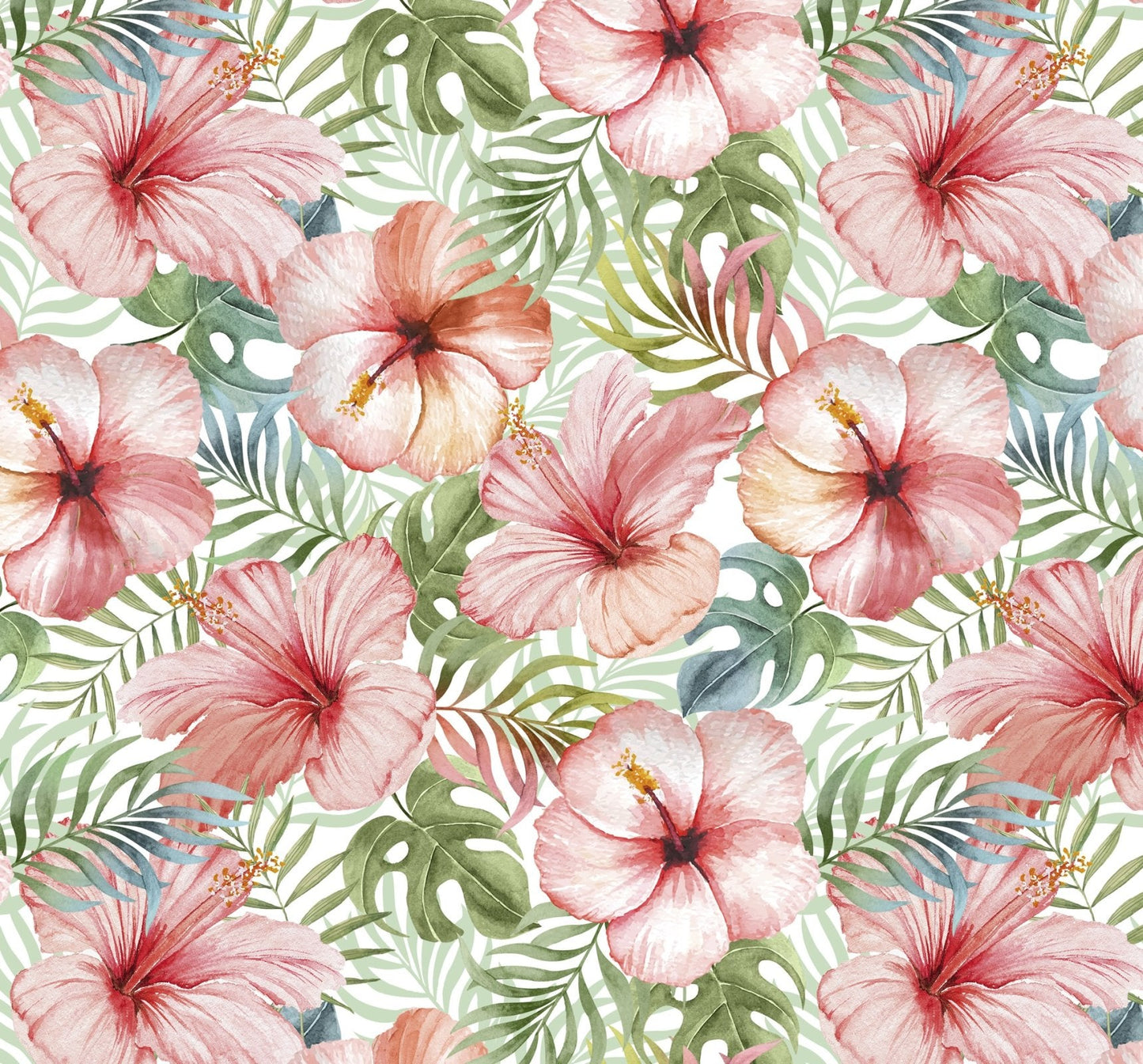 Tropical Blush Floral Fabric DX4497 Hibiscus Flower Fabric - Mary Jo Fabrics
