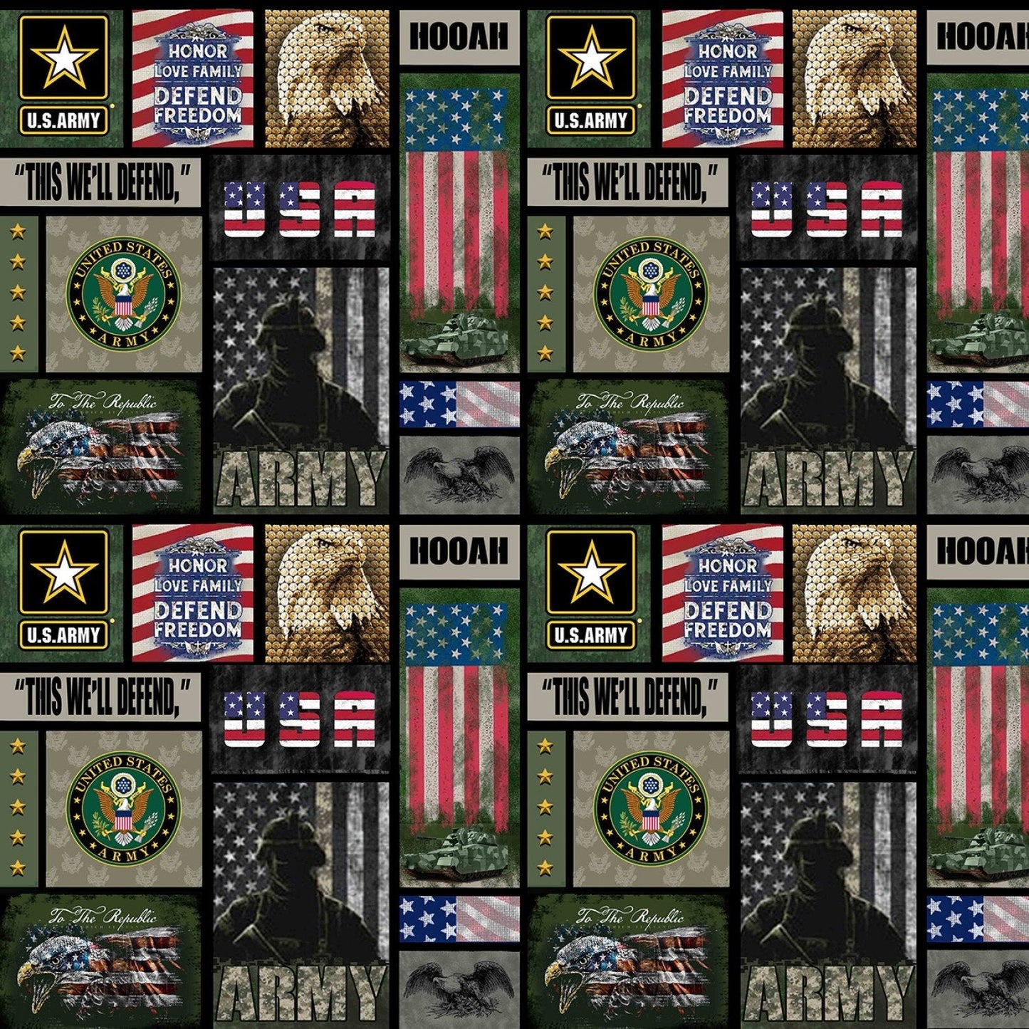 US Army fabric 1339A Military Army Block - Mary Jo Fabrics