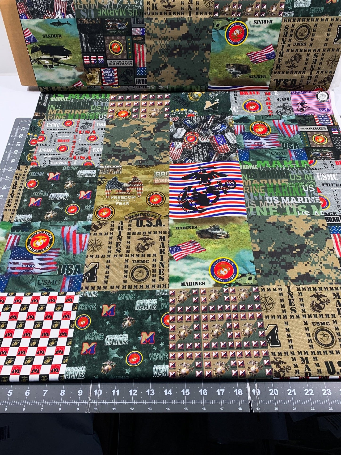USMC Marine Corps fabric 1363M Military Cheater Quilt - Mary Jo Fabrics