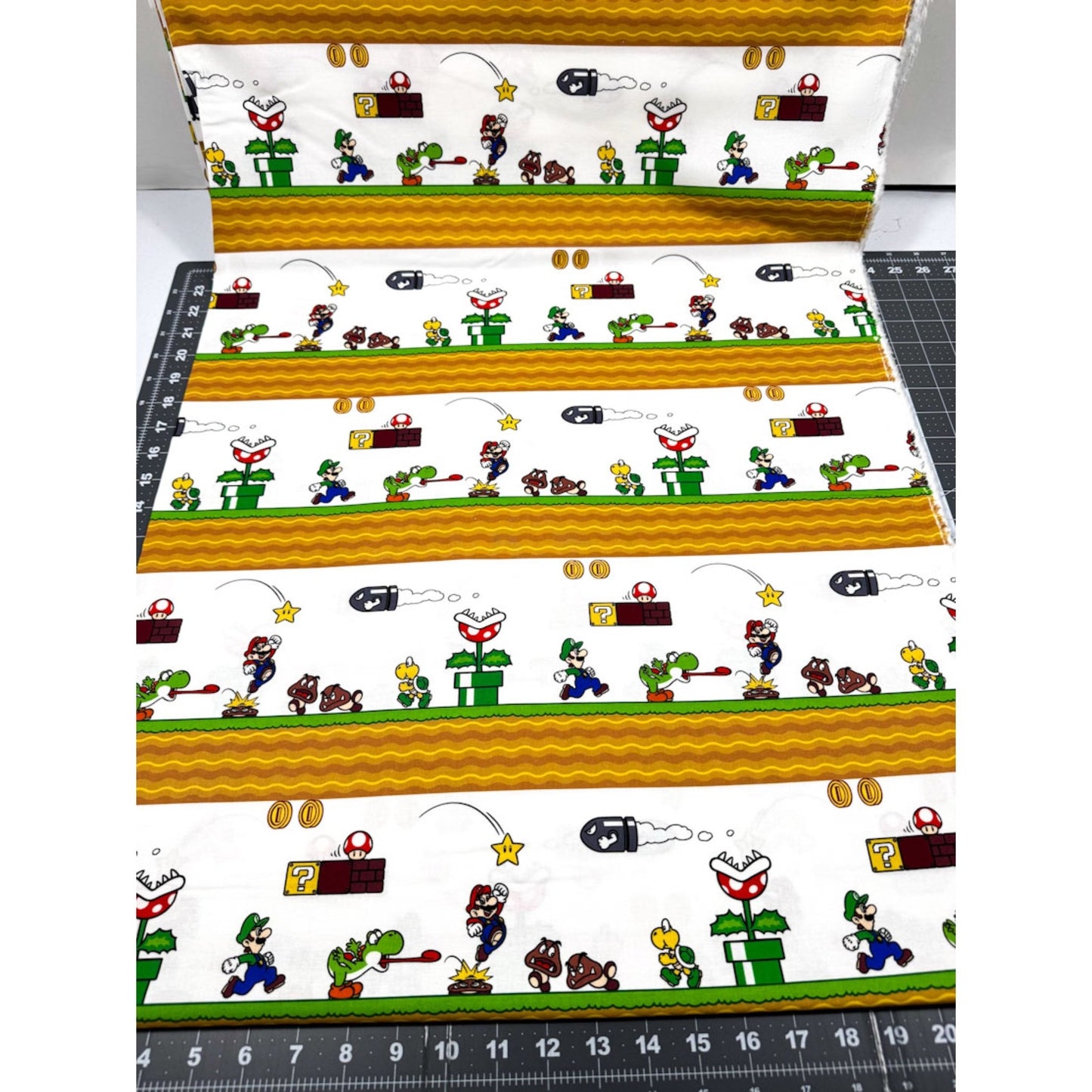 White Super Mario Cotton Fabric 79803 Mario Side Scroller - Mary Jo Fabrics