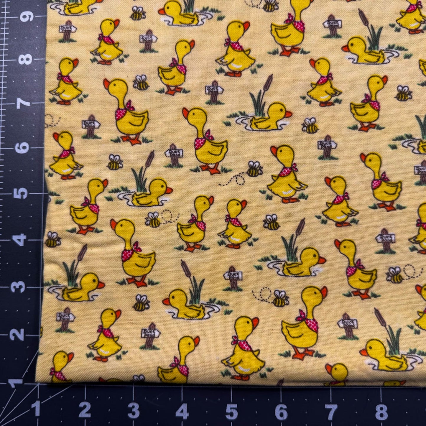 Yellow Baby Ducks FLANNEL 1018 - 44 with Bees - Mary Jo Fabrics