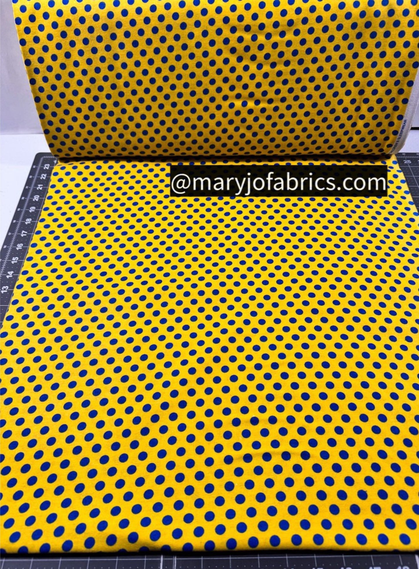 Yellow with Blue Polka Dot FLANNEL 44 - 6352 Fun Flannel - Mary Jo Fabrics